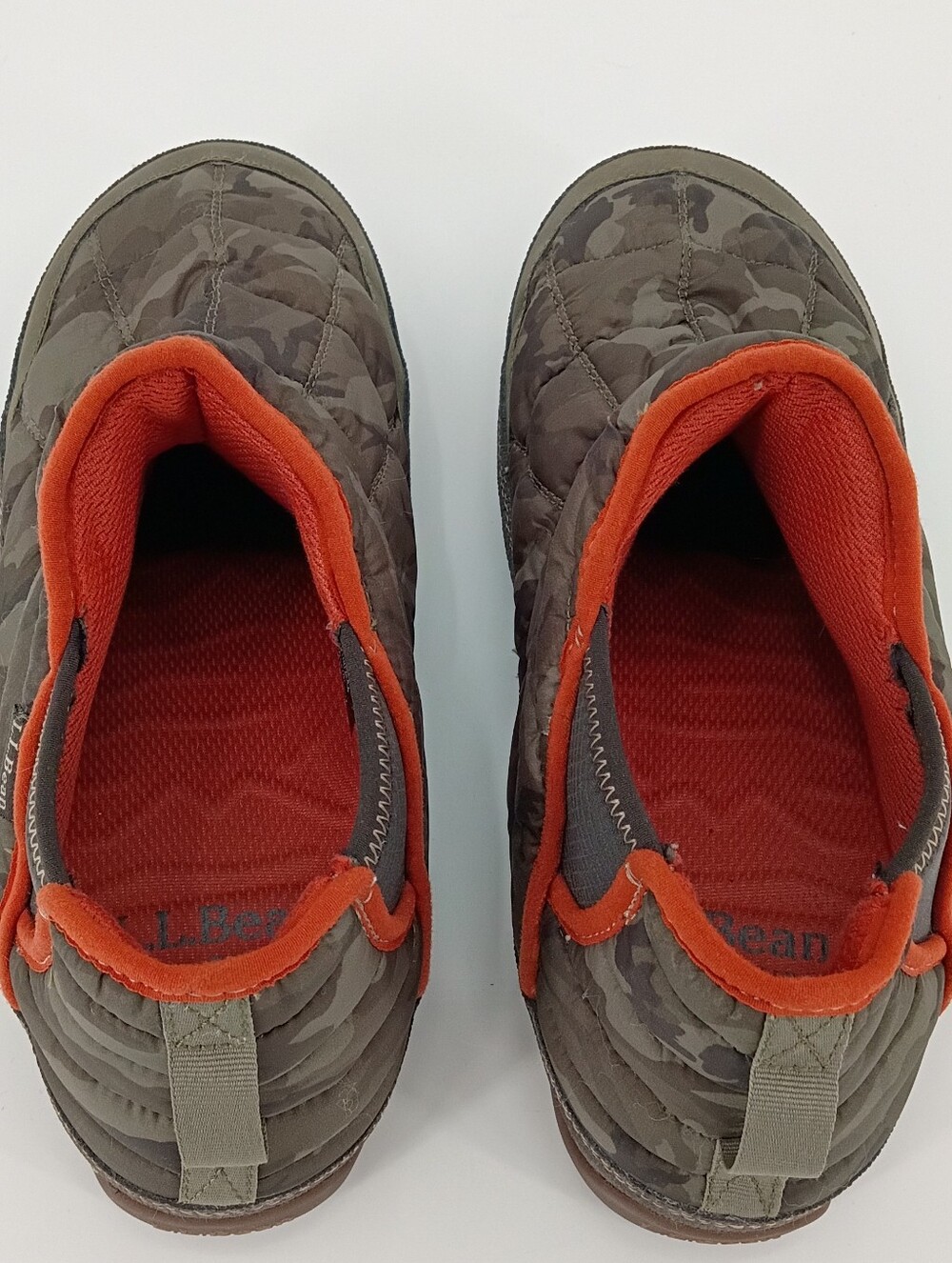 L.L. Bean Men's Quilted Puffer Booties US 9 Camo Orange Gorpcore Cozy Cabincore - Picture 9 of 9